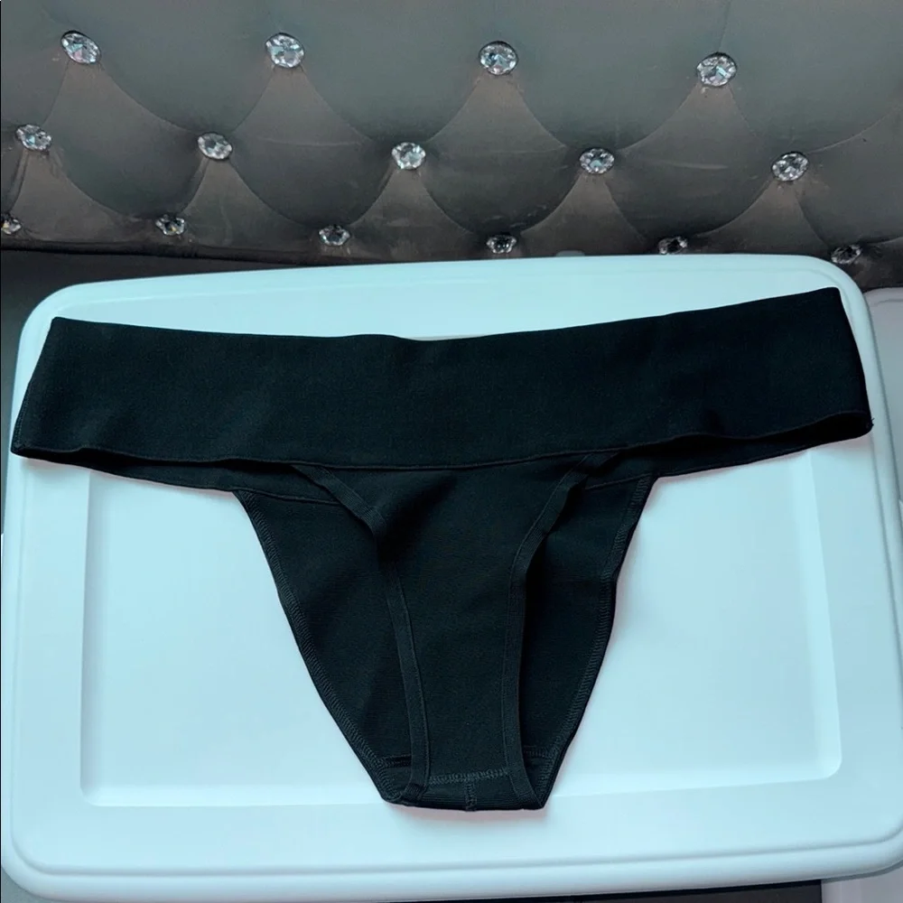 Skims Knit Swim Cheeky Bikini Bottom Onyx 4X